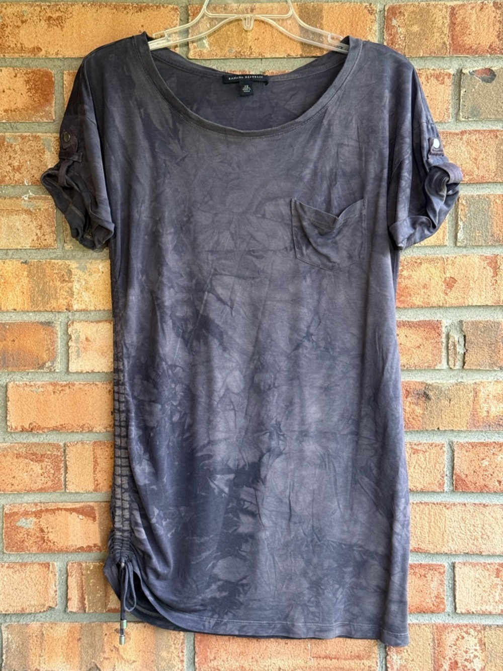 Banana Republic Gray Oversized Tie Dye Short Sleeve T-Shirt Dress Silk Blend XS